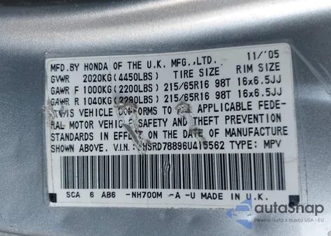 2006 Honda Cr-V Ex из США, поврежденный, VIN SHSRD78896U415562